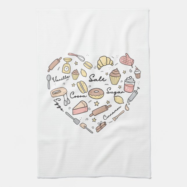 Paño De Cocina Baker Heart Funny Bakery Baking Pastry Chef (Vertical)