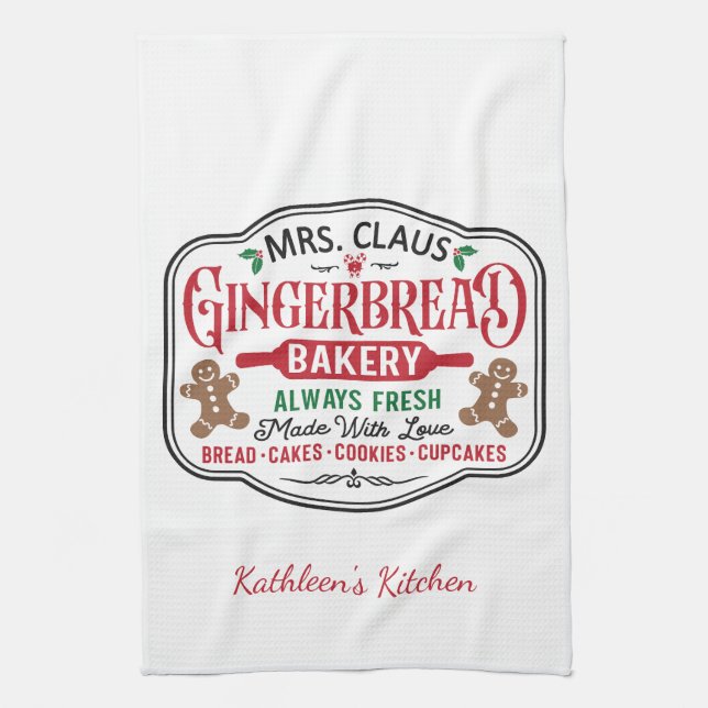 Paño De Cocina Baking de galletas de Navidad personalizadas para  (Vertical)