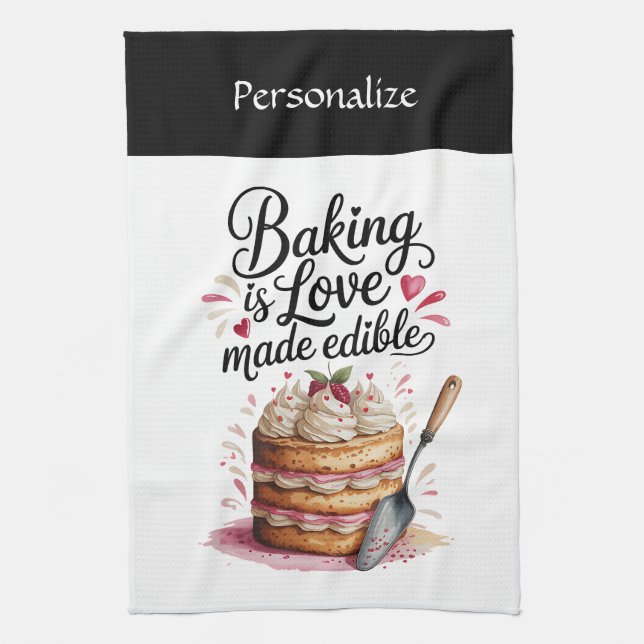 Paño De Cocina Baking Is Love Quote Kitchen Baker Personalized (Vertical)