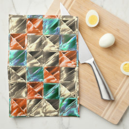 Paño De Cocina Baldosas beige, cian y coral o manchadas