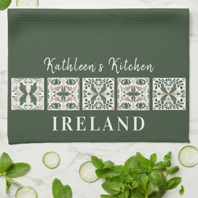 Paño De Cocina Baldosas celtas Irlanda personalizadas (Doblado)