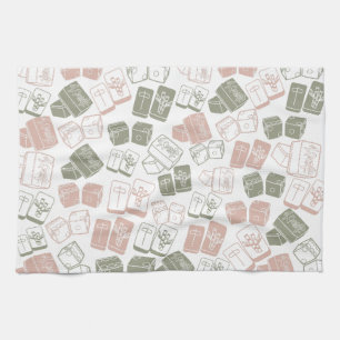 Paño De Cocina Baldosas de Mahjong y dados rosados y verdes