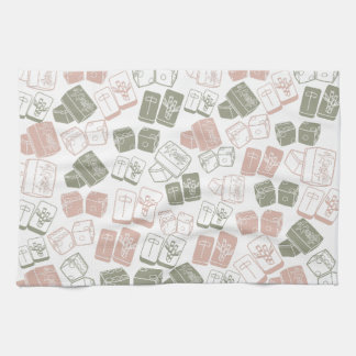 Paño De Cocina Baldosas de Mahjong y dados rosados y verdes