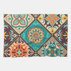 Paño De Cocina Baldosas de mosaico colorido: motivos islámicos.