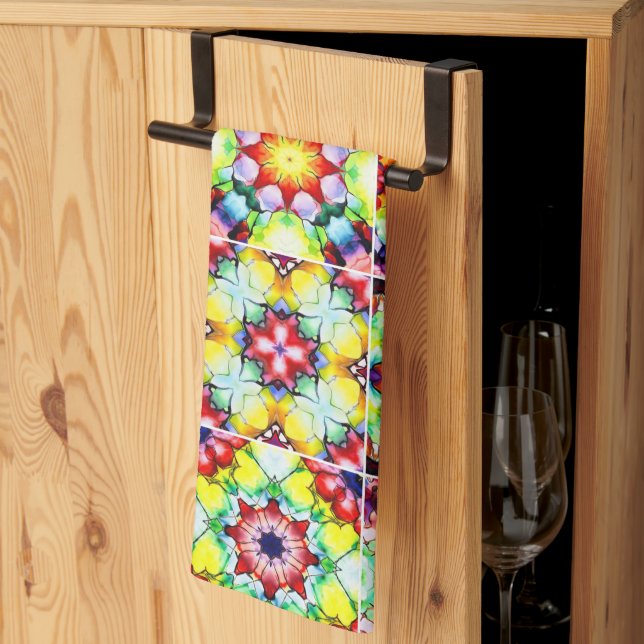 Paño De Cocina Baldosas mediterráneas, mosaicos de tinta de alcoh (Pliegue de tercios)