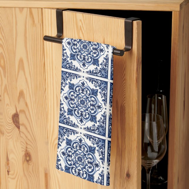 Paño De Cocina Baldosas mediterráneas, portuguesas, azulejo, mall (Pliegue de tercios)