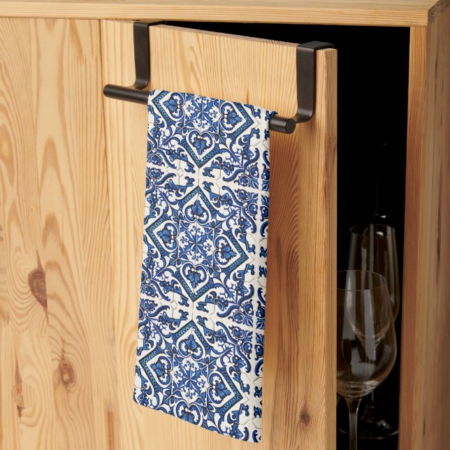 Paño De Cocina Baldosas mediterráneas, portuguesas, azulejo, mall (Pliegue de tercios)