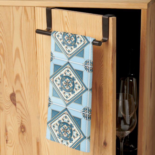 Paño De Cocina Baldosas mediterráneas, portuguesas, azulejo, mall (Pliegue de tercios)