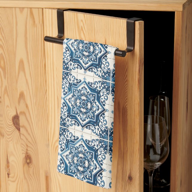 Paño De Cocina Baldosas mediterráneas, portuguesas, azulejo, mall (Pliegue de tercios)