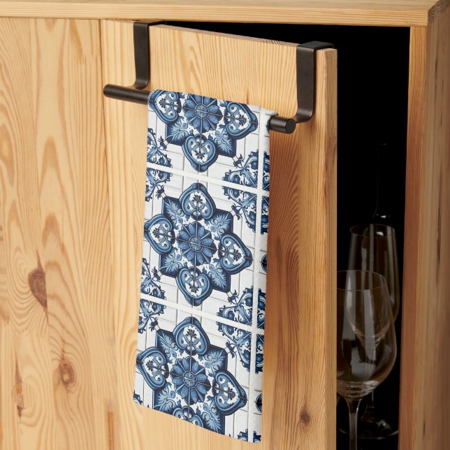 Paño De Cocina Baldosas mediterráneas, portuguesas, azulejo, mall (Pliegue de tercios)