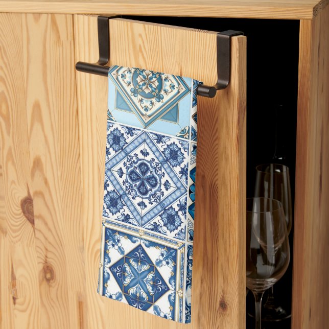 Paño De Cocina Baldosas mediterráneas, portuguesas, azulejo, mall (Pliegue de tercios)