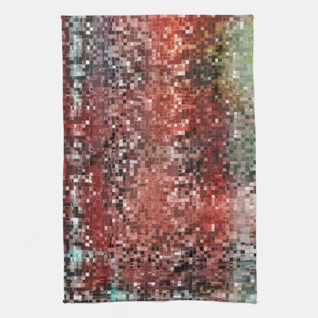 Paño De Cocina Baldosas rojas manchadas con pintura en aerosol (Vertical)