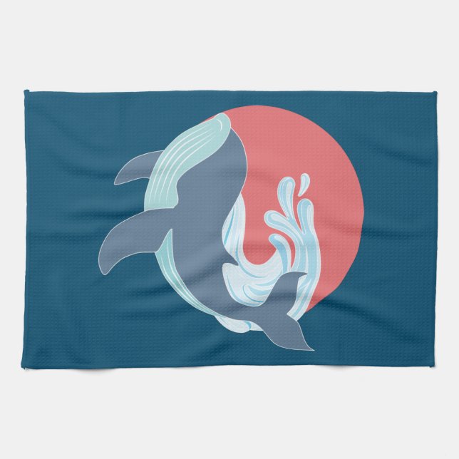Paño De Cocina ballena azul natación (Horizontal)