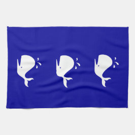 Paño De Cocina Ballena glow_White-on-Blue del océano