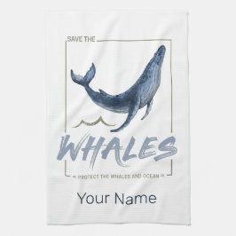 Paño De Cocina Ballenas y acuarelas oceánicas Cetacean