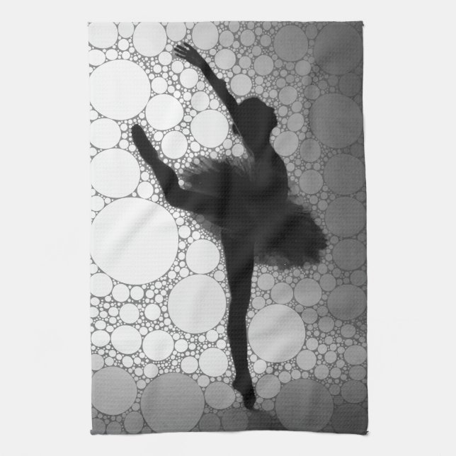 Paño De Cocina Ballet Black White Dancing Ballerina (Vertical)