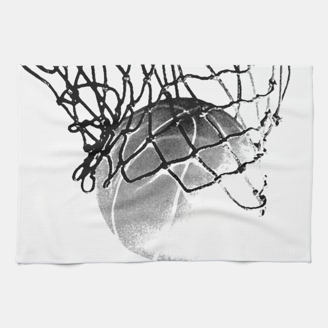 Paño De Cocina Baloncesto blanco y negro (Horizontal)