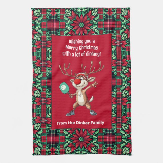 Paño De Cocina Baloncesto 🎄 Feliz Navidad, texto personalizado (Vertical)