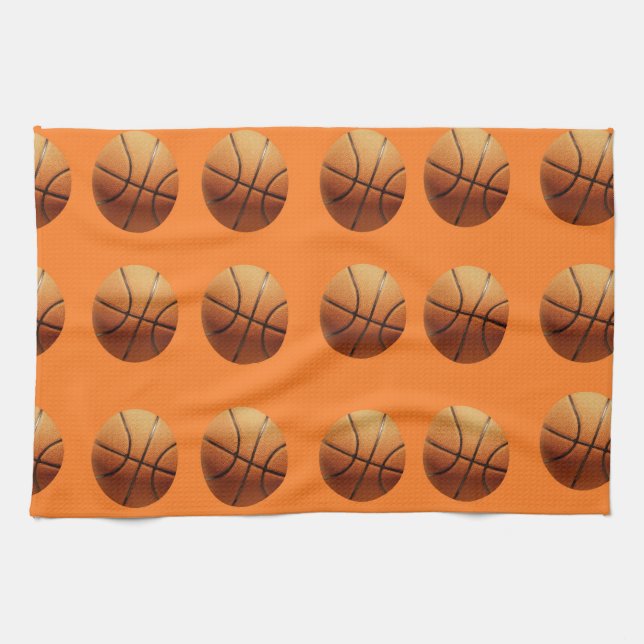 Paño De Cocina Baloncesto naranja Sobre Fondo Naranja, (Horizontal)