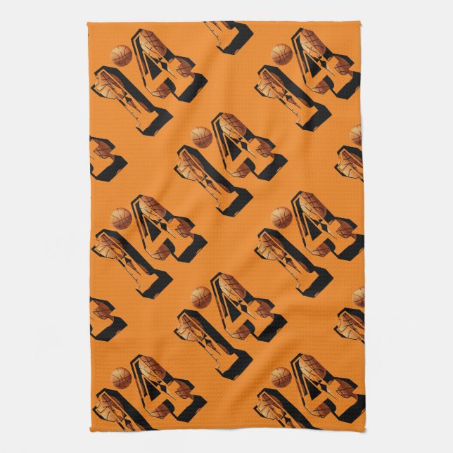 Paño De Cocina Baloncesto Número Catorce, (Vertical)