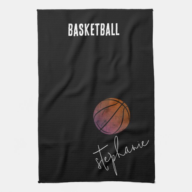 Paño De Cocina Baloncesto personalizado en blanco y negro (Vertical)