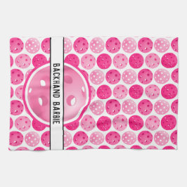 Paño De Cocina Baloncesto rosa y bolas blancas personalizadas