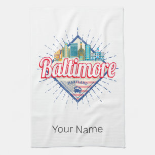 Paño De Cocina Baltimore Maryland United States Skyline Vintage