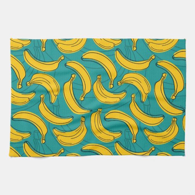 Paño De Cocina Banana amarilla: pintura de contorno negro (Horizontal)