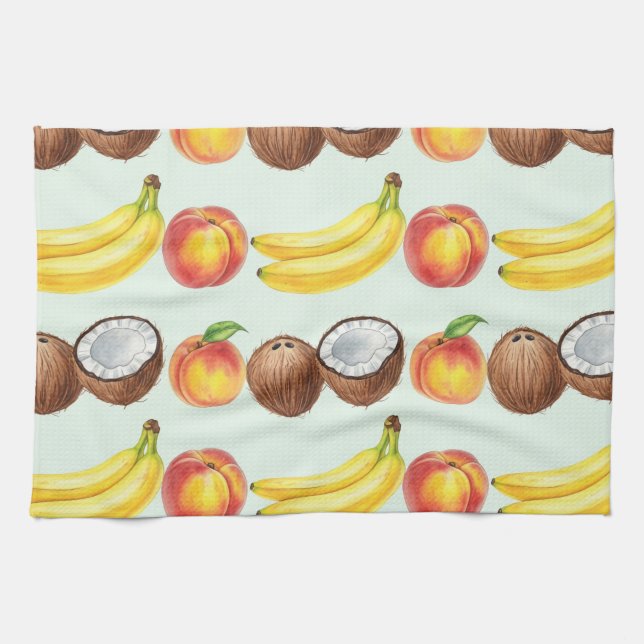 Paño De Cocina Bananas, melocotones y cocos de Natasha Us (Horizontal)
