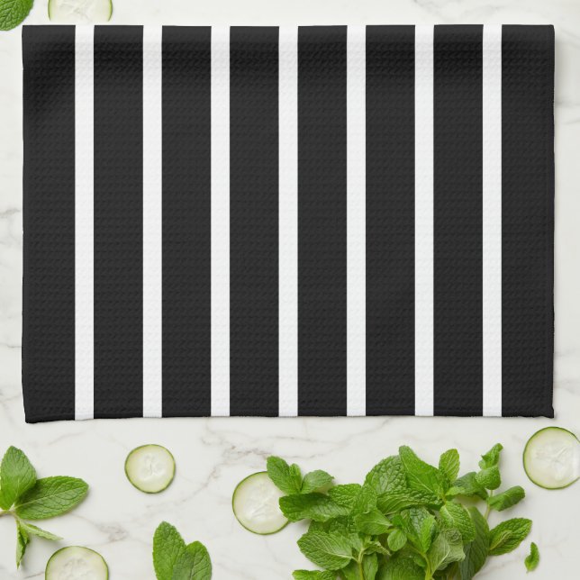 Paño De Cocina Banda moderna en blanco y negro (Doblado)