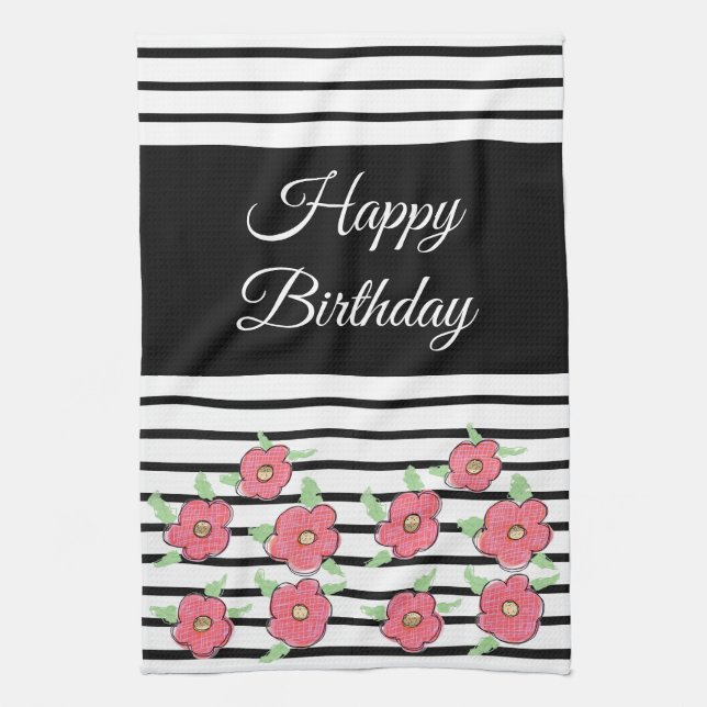 Paño De Cocina Banda moderna en blanco y negro (Vertical)