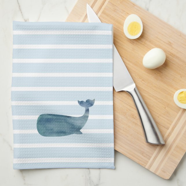 Paño De Cocina Banda náutica de ballena (Doblado Cuarto)