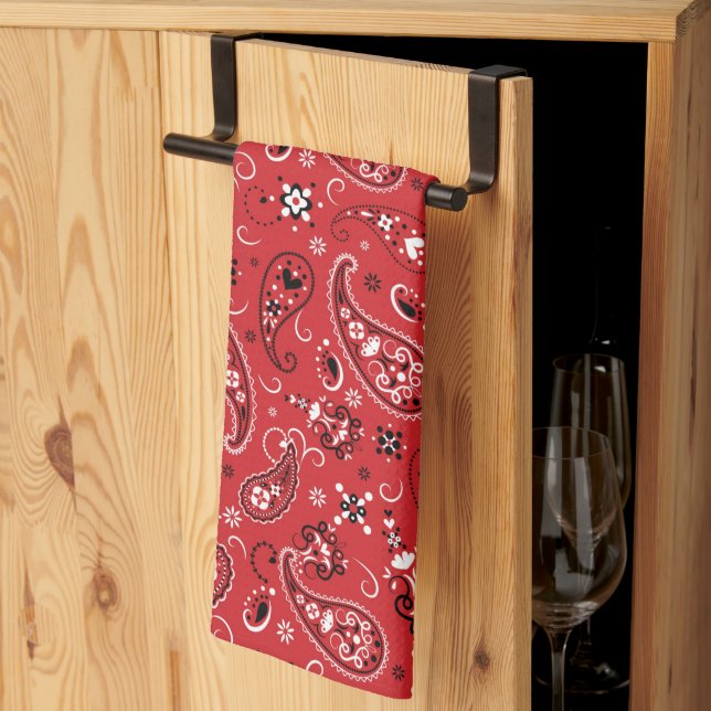 Paño De Cocina Bandana Red Paisley (Pliegue de tercios)