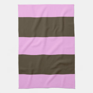 Paño De Cocina Bandas anchas rosadas y chocolate marrón de STaylo