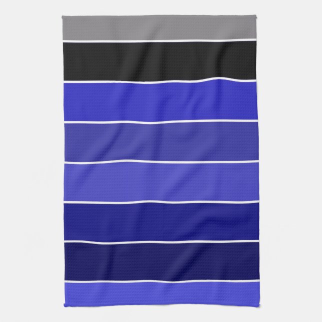 Paño De Cocina Bandas azul, negro y blanco (Vertical)