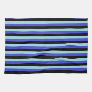 Paño De Cocina Bandas azules azules, negras y pastorales