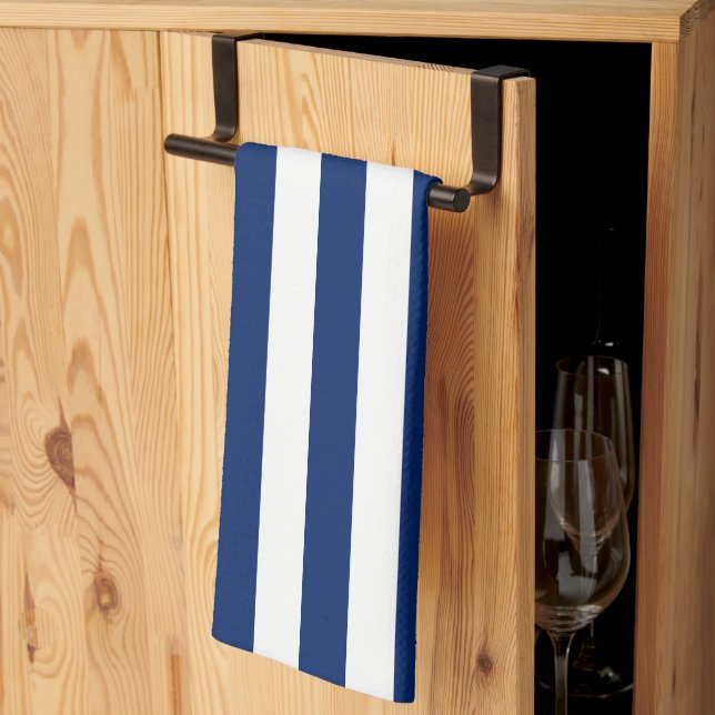 Paño De Cocina Bandas azules y blancas reales (Pliegue de tercios)