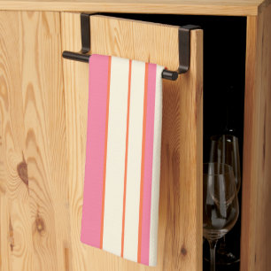 Paño De Cocina Bandas complejas: rosa, Naranja y crema