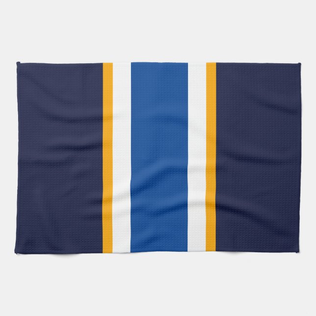 Paño De Cocina Bandas de Carreras amarilla blanca esporádica Deep (Horizontal)