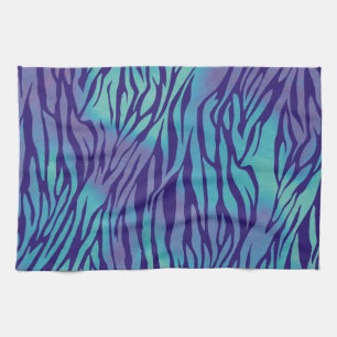 Paño De Cocina Bandas De Cebra Azules Y Moradas De Aqua