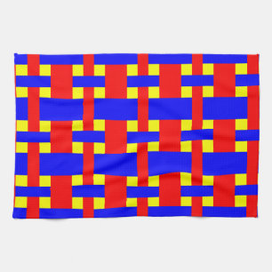Paño De Cocina Bandas de fieltro azules, amarillas y rojas