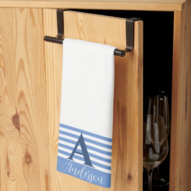 Paño De Cocina Bandas de franja blanca personalizadas (Pliegue de tercios)