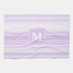 Paño De Cocina Bandas de lilac monogramo