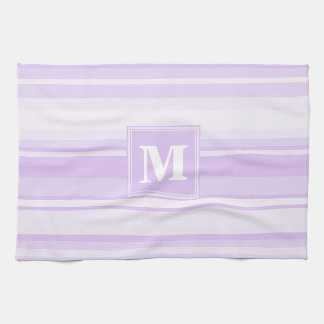 Paño De Cocina Bandas de lilac monogramo (Horizontal)