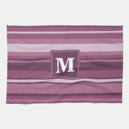 Paño De Cocina Bandas de mauve monogramo