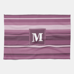 Paño De Cocina Bandas de mauve monogramo