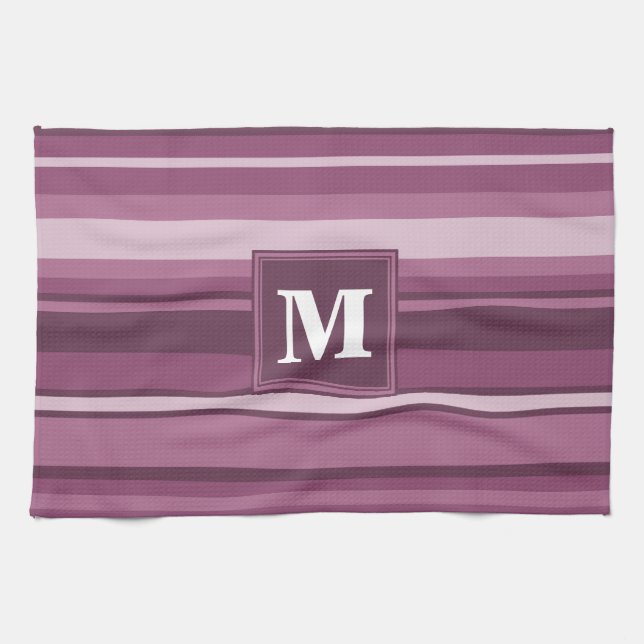 Paño De Cocina Bandas de mauve monogramo (Horizontal)