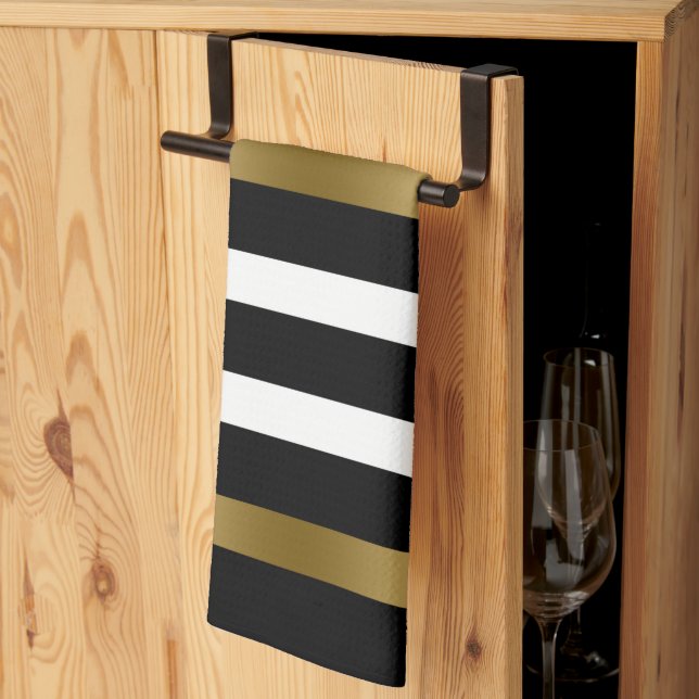Paño De Cocina Bandas de oro y negro (Pliegue de tercios)
