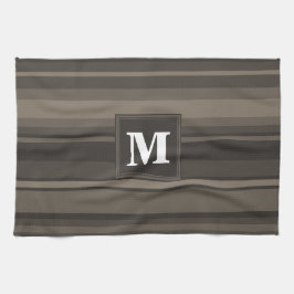 Paño De Cocina Bandas de taupe monogramo