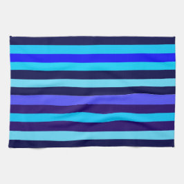 Paño De Cocina Bandas de tonos múltiples azules
